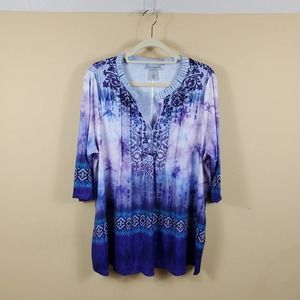 Catherines Printed Blouse Size 0X